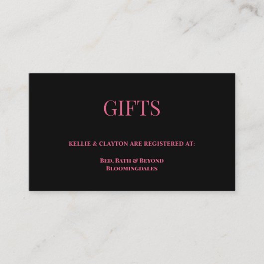 Registrierungskarte für Schwarz/Weiß-Geschenk Begleitkarte (Vorderseite)