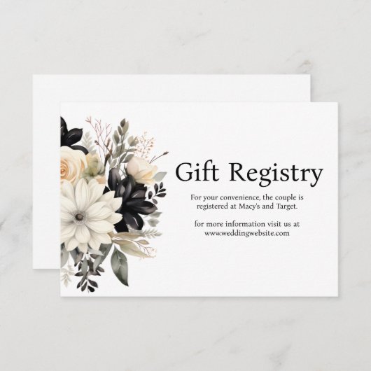 Registrierungskarte für Schwarz-Weiß-Hochzeiten Begleitkarte (Vorne/Hinten)