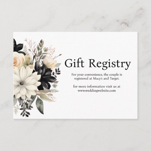 Registrierungskarte für Schwarz-Weiß-Hochzeiten Begleitkarte (Vorderseite)