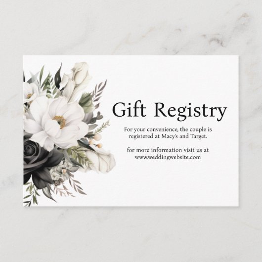 Registrierungskarte für Schwarz-Weiß-Hochzeiten Begleitkarte (Vorderseite)