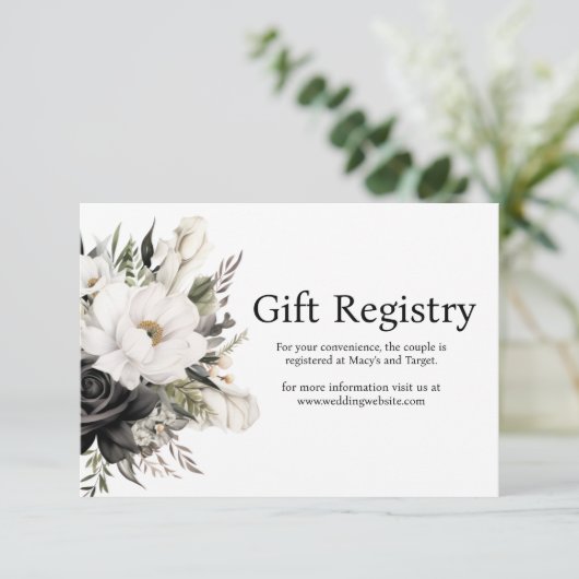 Registrierungskarte für Schwarz-Weiß-Hochzeiten Begleitkarte (Stehend Vorderseite)