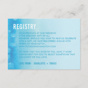 REGISTRIERUNGSKARTE :: ombre watercolor blue Begleitkarte
