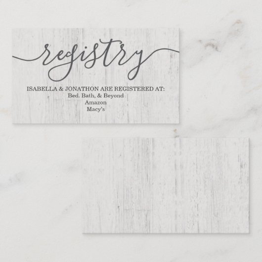 Registrierungskarte | Rustikale Romantik Begleitkarte (Vorne/Hinten)