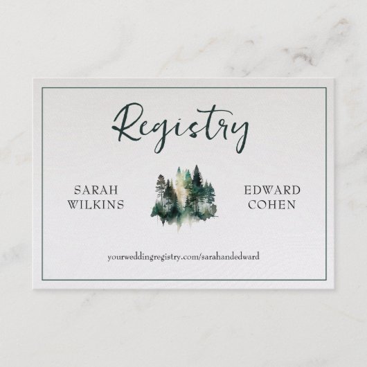 Registrierungskarte, rustikaler Wasserfarbenwald Begleitkarte (Vorderseite)