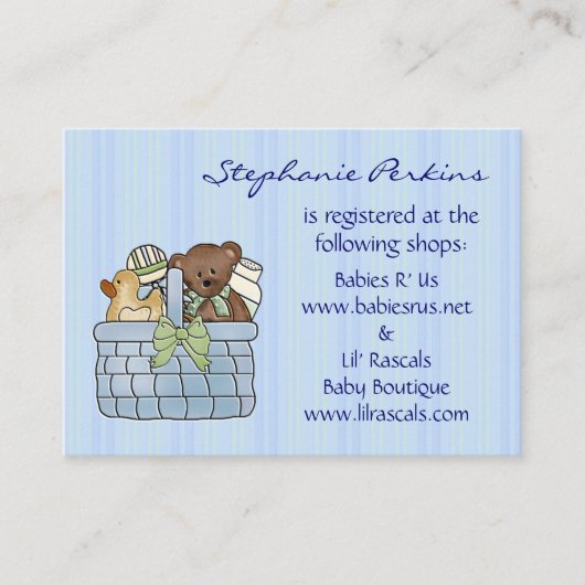 Registrierungskarten für Baby-Geschenkkörbe Begleitkarte (Vorderseite)