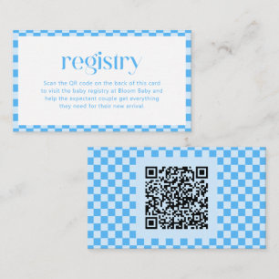 Registry Blau Kariert Retro Baby Jungen Shower QR Begleitkarte