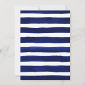 (Registry) Brautparty Navy Blue Stripes Blume Einladung (Rückseite)