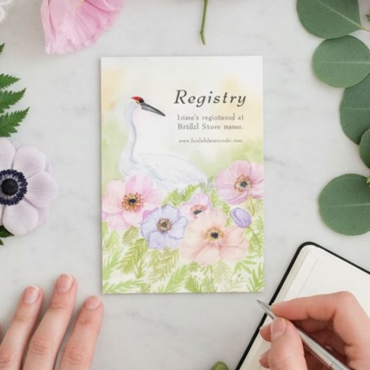 Registry Bridal Shower Whooping Crane Anemones Begleitkarte