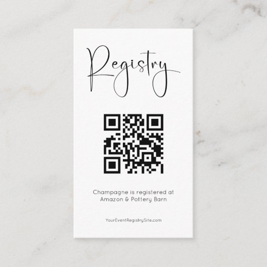 Registry Modern Brautparty Bow QR Code Begleitkarte (Vorderseite)