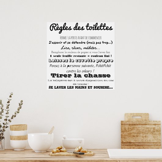 Règles des toilettes poster (Küche)