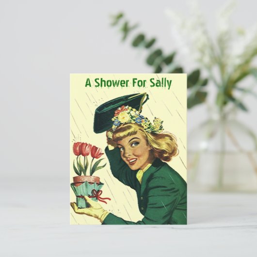 Regnen der Retro Einladung (Stehend Vorderseite)