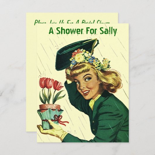 Regnen der Retro Einladung (Vorne/Hinten)