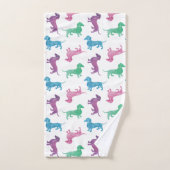 Regnen des Dackelnwatercolor-Musters Badhandtuch Set (Handtuch)