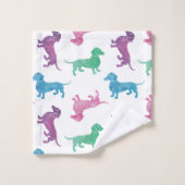 Regnen des Dackelnwatercolor-Musters Badhandtuch Set (Waschlappen)