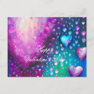 Regnende Herzen abstraktes Valentinstag Postkarte