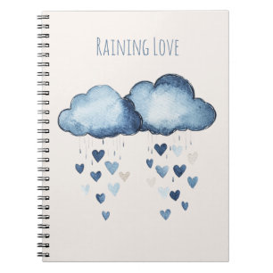 Regnende Liebe Blaue Wolken Herzen Notizblock