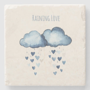 Regnende Liebe Blaue Wolken Herzen Steinuntersetzer