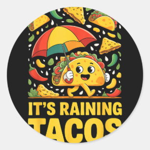 Regnende Tacos lustiger Regenschirm Salsa Nachos C Runder Aufkleber