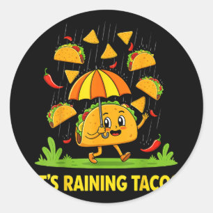 Regnende Tacos Regenschirm Salsa Nachos Cinco de M Runder Aufkleber