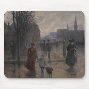 Regnerischer Abend auf Hennepin Allee, c.1902 Mousepad