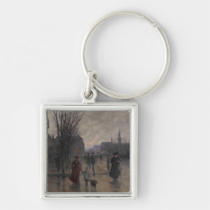Regnerischer Abend auf Hennepin Allee, c.1902 Schlüsselanhänger