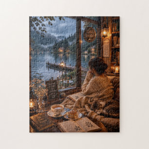 Regnerischer Abend im Café Etoile – Gemütliches Se Puzzle