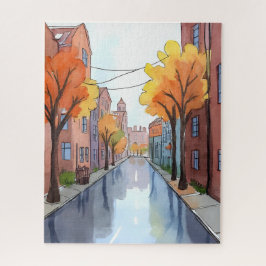 Regnerischer Tag in Boston | Wasserfarbe MA Reise  Puzzle