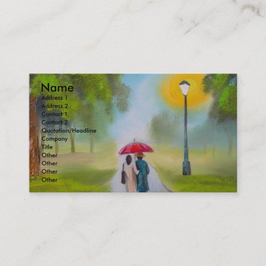 REGNERISCHER TAGESpaar-REGENSCHIRM-MALEREI Visitenkarte (Vorderseite)