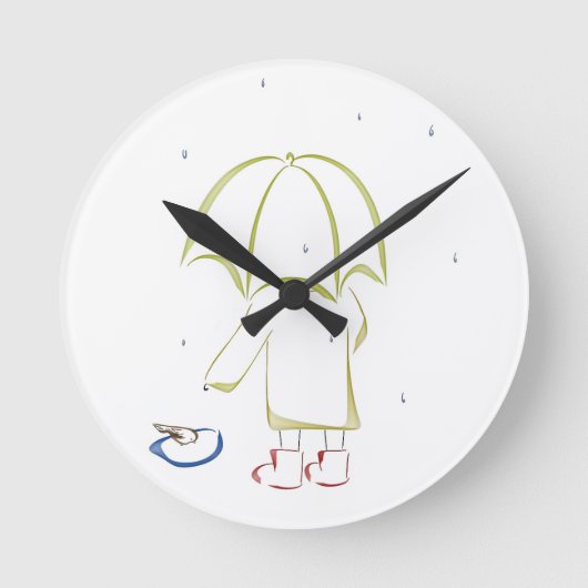 Regnerischer Tagespfütze Runde Wanduhr (Vorderseite)