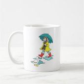 Regnerischer Tagesrote Galoschen mit Ente u. Kaffeetasse (Links)