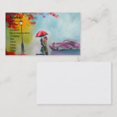 REGNERISCHER TAGESroter REGENSCHIRM-ROMANTISCHE Visitenkarte (Vorne/Hinten)