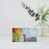 REGNERISCHER TAGESroter REGENSCHIRM-ROMANTISCHE Visitenkarte (Stehend Vorderseite)