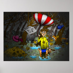 Regnerischer und windiger Herbsttag Poster