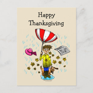Regnerischer und windiger Thanksgiving-Tag Postkarte