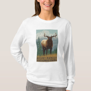 Regnerischerer Nationalpark, WashingtonElk Szene T-Shirt