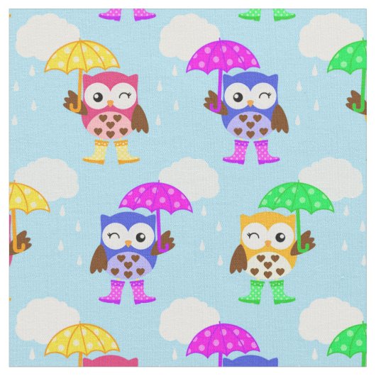 Regnerisches Externats-Eulen-Gewebe Stoff (Nahaufnahme)