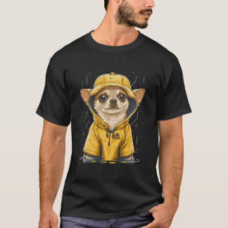 Regniger Chihuahua in einem Regenmantel T-Shirt
