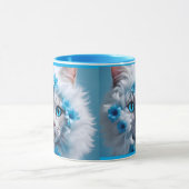 Regular blue mug with beautiful white cat  tasse (Zentrum)