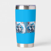 Regular blue mug with beautiful white cat  thermobecher (Vorderseite)