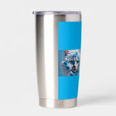 Regular blue mug with beautiful white cat  thermobecher (Rechts)