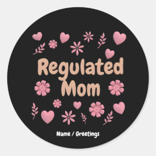 Regulierte Mama 3D Rosa Florales Herz Ästhetik Runder Aufkleber