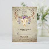 Reh Antler Skull Southwestern Wedding RSVP Karte (Stehend Vorderseite)
