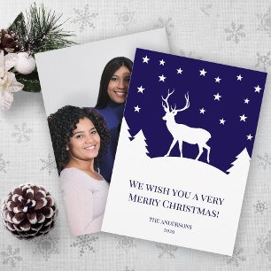 Reh Blau Weiß Winter Weihnachten Familienfoto