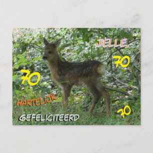Reh im Wald zum 70. Geburtstag Postkarte