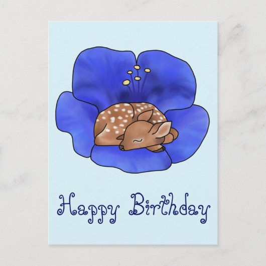 Reh in Blüte Postkarte (Vorderseite)