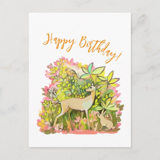 Reh-, Kaninchen- und Vogelfreunde malen Postkarte (Vorderseite)