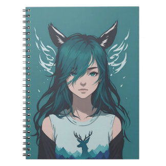 Reh Mädchen Fauna Anime Wald Fantasy Notizblock