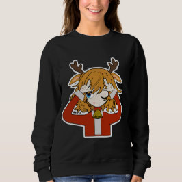 Reh Mädchen mit Santa Kleidung Sweatshirt