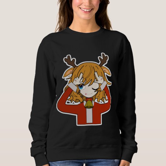 Reh Mädchen mit Santa Kleidung Sweatshirt (Vorderseite)