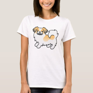 Reh-Sable-Parti-Farben Tibetan Spaniel Cartoon-Hun T-Shirt